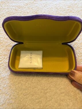 Gucci Purple and Yellow Sunglasses Case with Branded Cloth